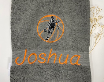 Basketball Handtuch Duschtuch Gästetuch 500 g/m Personalisiert Basketballer Sport Fitness Name Bestickung Stickerei Towel