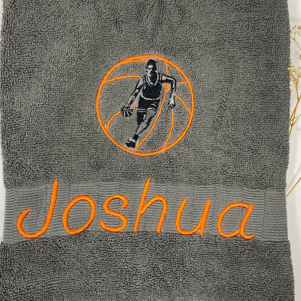 Basketball Handtuch Duschtuch Gästetuch 500 g/m Personalisiert Basketballer Sport Fitness Name Bestickung Stickerei Towel