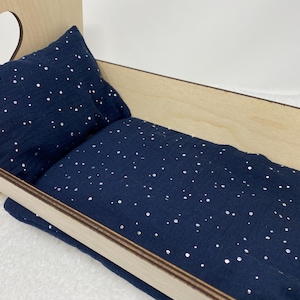 DIY Poppenwieg + Poppenbeddengoed Nachthemel Mousseline Poppenbedsprei Poppendekbed Beddengoed Omkeerbaar Beddengoed Mini Poppenhuis Kussen