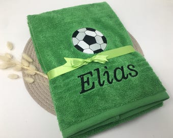 Handdoek / Douchehanddoek / Gastendoek / Badhanddoek 500 g/meter Sport Voetbal VOETBAL Voetbaldoel Fitness Naam geborduurd Borduurwerk