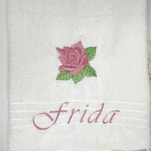 Rose Roses Towel Bath Towel Guest Towel 470/500 g/meter Personalized Name Embroidery Embroidery Towel