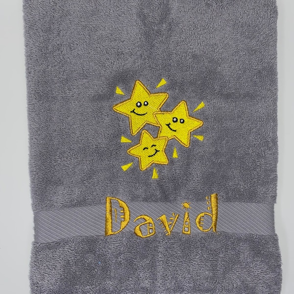 Serviette d'invité / serviette de toilette / serviette de douche 500 g/mètre personnalisé étoiles petites étoiles strass bonne nuit nom broderie broderie