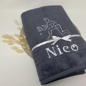 Toalla de mano personalizada, toalla de baño, toalla de invitados, 500 g/m², Deportes, 10, Tenis, Hombre, Bádminton, Squash, Raqueta de tenis, Bordado de nombre, Fitness