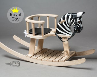 Einzigartiges Schaukelpferd-Holzschaukel Zebra-Baby Wild One Fotoshooting-Holz Kinder Schaukelpferd Spielzeug-Geburtstagsgeschenk für Baby-Schaukelpferd Stuhl