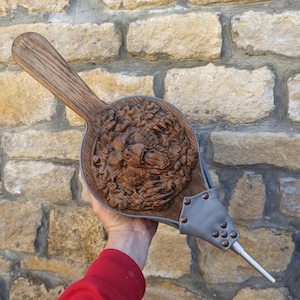 Solid Oak Wood Bellows - Traditional Hand Crafted Genuine Leather Bellows - Carved Wooden Fireplace Bellows - Fireplace Decor- Fire Pit Tool