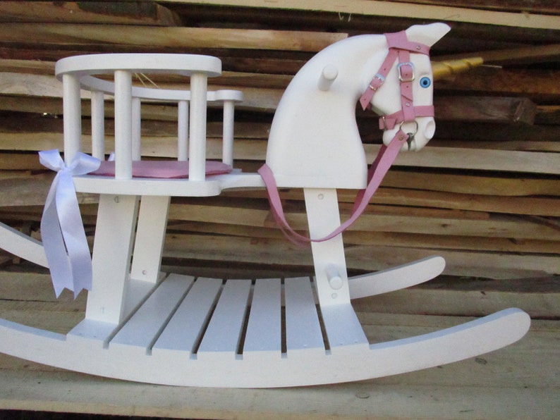 wooden rocking unicorn