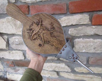 Fuelle de madera maciza de roble - Fuelle de cuero genuino artesanal - Fuelle de madera tallada para chimenea - Decoración para chimeneas - Herramienta para fogatas