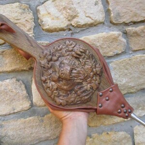 Solid Oak Wood Bellows - Traditional Hand Crafted Genuine Leather Bellows - Carved Wooden Fireplace Bellows - Fireplace Decor- Fire Pit Tool