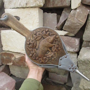 Solid Oak Wood Fireplace Bellows with leather band - Wood and Leather Air Blower - Great Fire Pit Tool - Wooden Stove Barbecue Tool