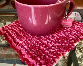 Fuzzy Mug Rugs—Pink/Red, Purple/Blue, or Green