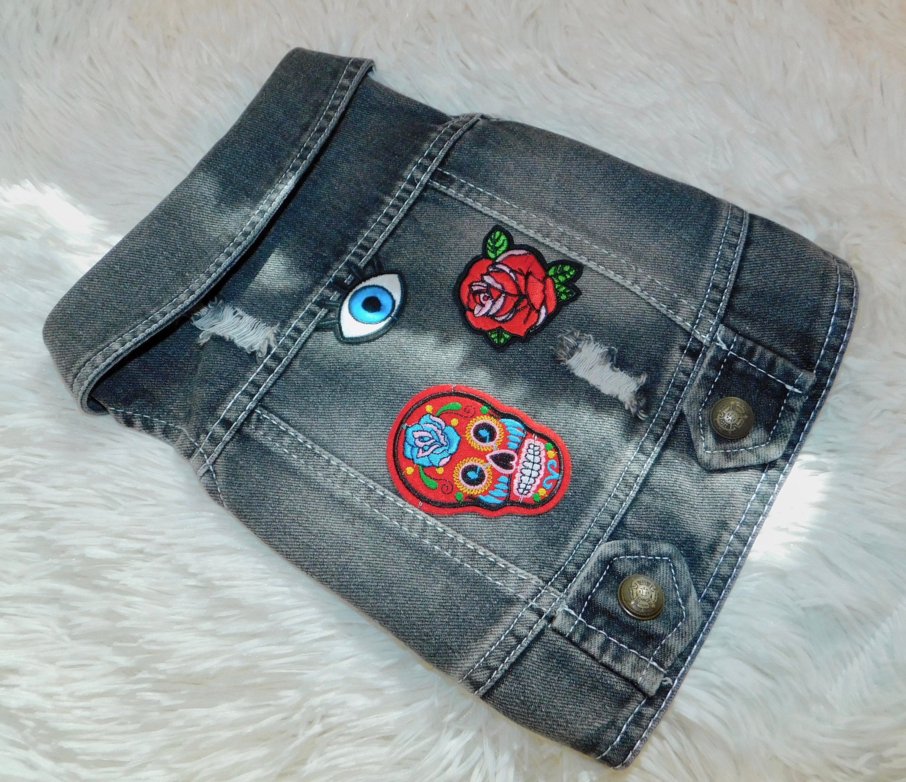 Black Denim Vest - Etsy