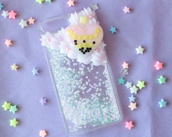 Fits iPhone 7/8+ Jasmine Tea Glitterfall Decoden Case