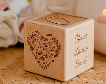 Custom baby gift Newborn Pretty Baby Gift Wooden Cube New Baby Girl Engraved Baby Keepsake Timeless Gift Block Nursery Decor, Image Font #6