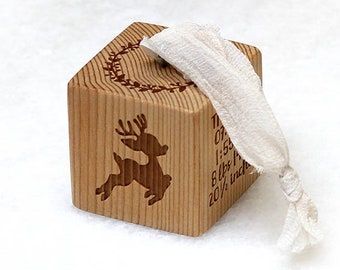 New Baby Christmas Reindeer Ornament Personalized Christmas Block Ornament New Infant Gift for Baby Boy Baby Girl Gift Baby Boy Baby Gift