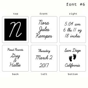 Neutral Baby Gift, new mom gift custom Wood Block new parent Birth Stats Nursery Decor Baby Announcement baby newborn Classic Font 2 or 6 image 3