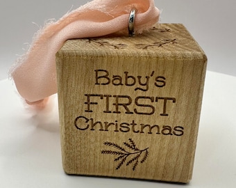 Baby's Babys First Christmas Gift baby block baby ornament Personalized Cube Block New Infant Gift for Baby Black Friday, Basic Name Design