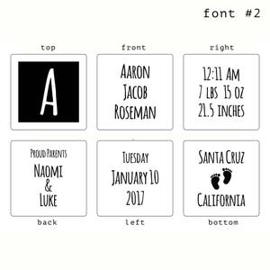 Baby Shower Gift Newborn Baby Gift Block Custom Baby Block New Baby Gift Block Personalized Gift New parents Engraved Block, Classic Design image 3