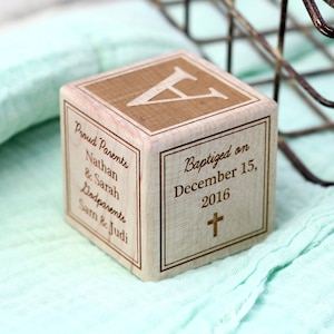 Baptism Block Christening Dedication Catholic Gift Block Personalized Gift New Baby Gift Wood Baby Gift Baby Block Engraved Religious Gift