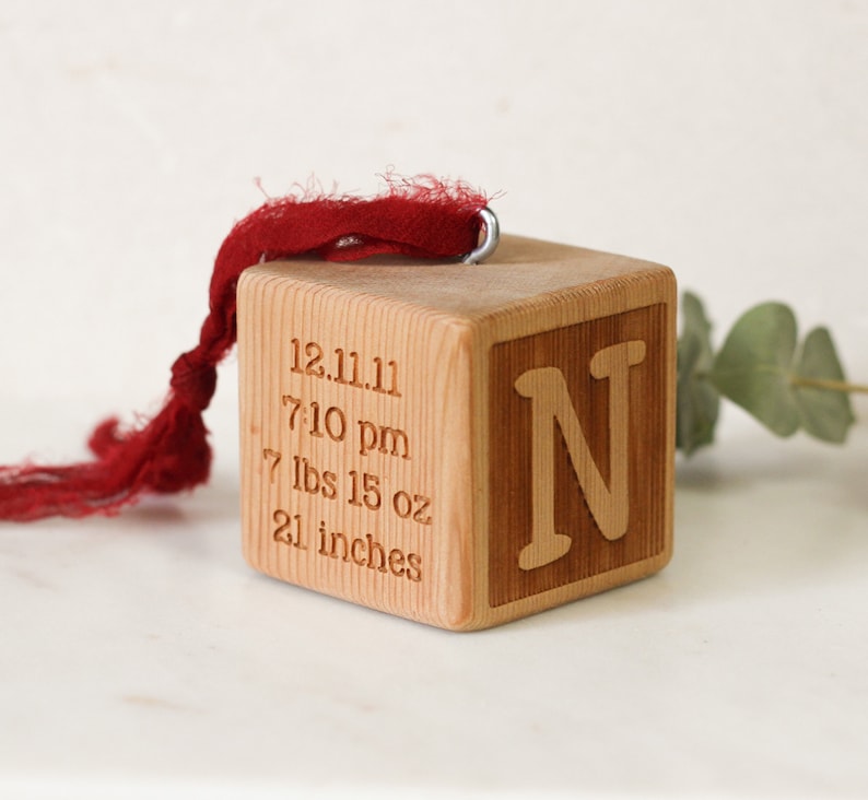First Ornament Gift Birth Announcement Gift Idea Engraved Wood Etsy