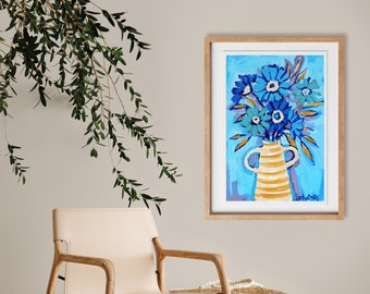 Fine Art Print "Easier Than You Think" – abstract botanicals in striped vase