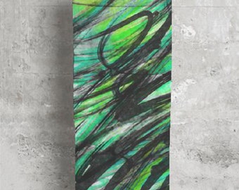 Abstract Satin Scarf Green and Black 'Creativity'