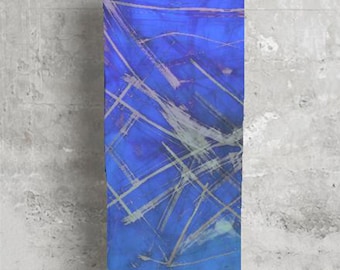 Royal Blue Satin Scarf 'Maverick' Abstract Design