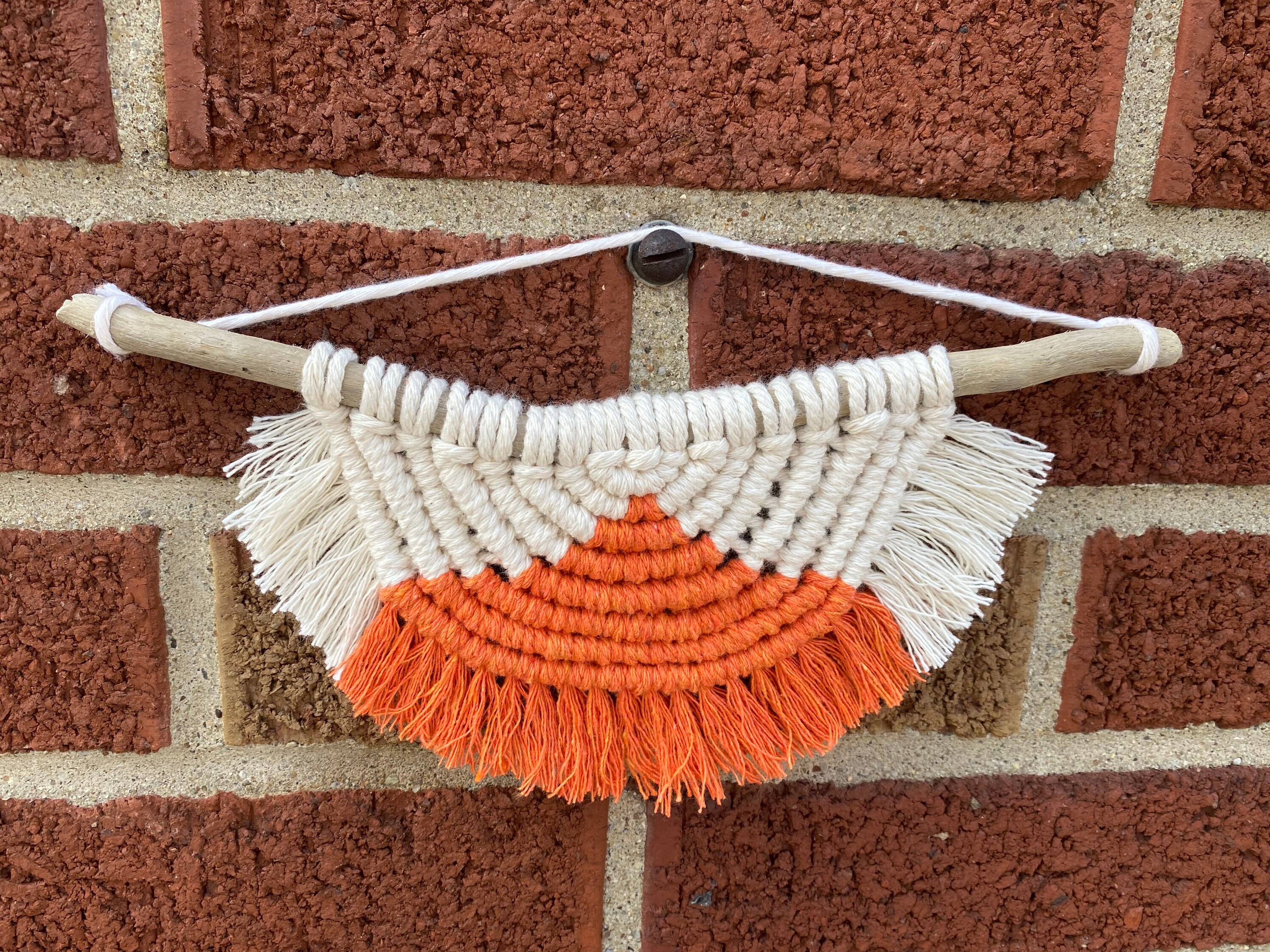 Orange Semicircle Macrame Wall Hanging Etsy