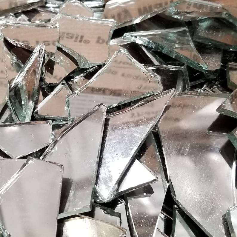MEDIUM BOX Broken Glass Mirror Mosaic Tesserae Pieces Etsy