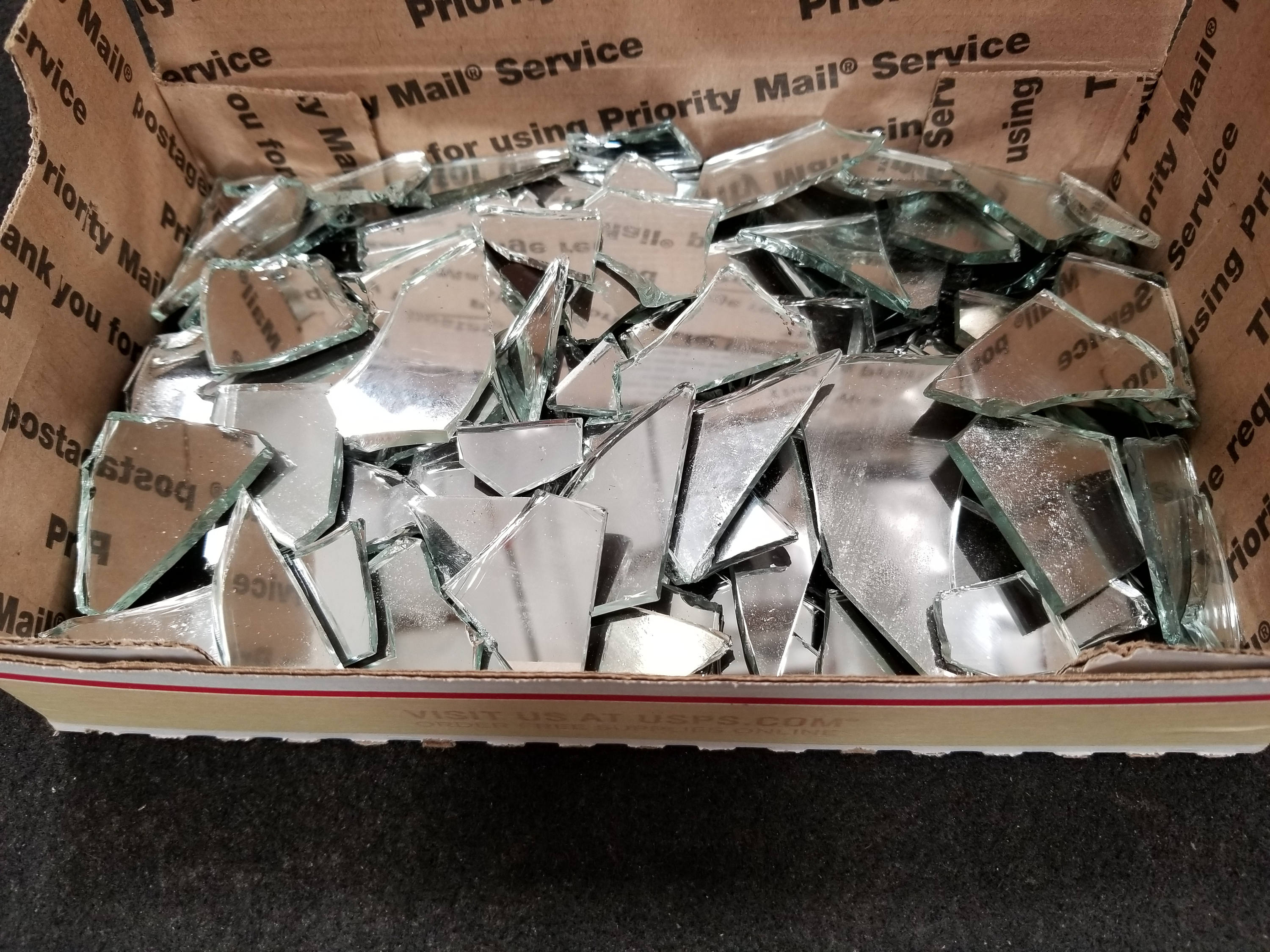 MEDIUM BOX Broken Glass Mirror Mosaic Tesserae Pieces Etsy