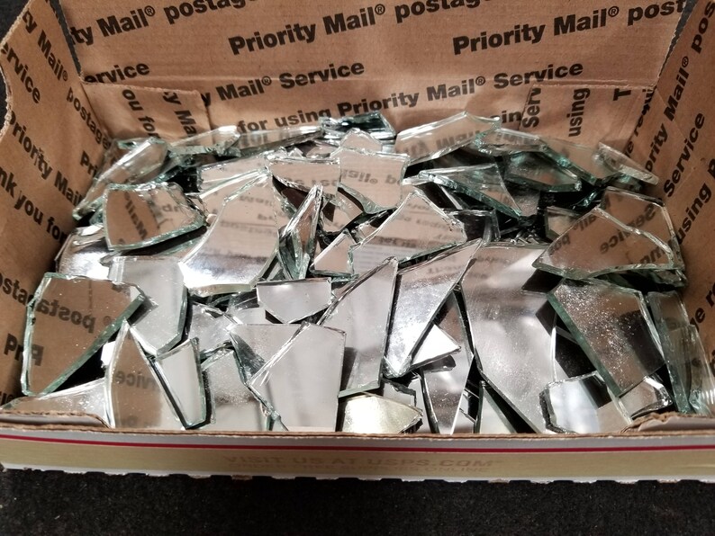 MEDIUM BOX Broken Glass Mirror Mosaic Tesserae Pieces Etsy