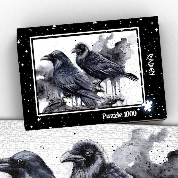 Raben Puzzle 1000 Teile, Hugin und Munin, Wikinger Krähen, Viking