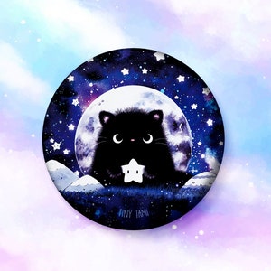 Kawaii cat magnet, refrigerator magnet, stars, moon, galaxy, tomcat Moo, button magnet