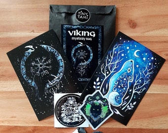 Viking surprise bag, mystery bag, Vikings, postcards, stickers, magnet