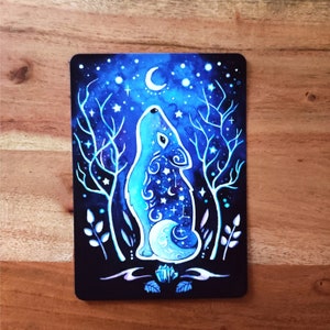 Carte postale veloutée de loup rune viking, loup viking au clair de lune, carte de vœux