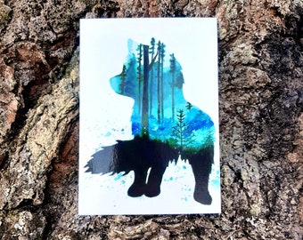 TinyTami Aquarell KunstdruckKleiner Wolf im Wald A4 oder A3 Fineart Print Poster