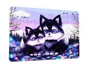 Sweet wolves postcard, wolf brothers, for the birth of the brother, best friends, Father's Day greeting card, wolf in the forest