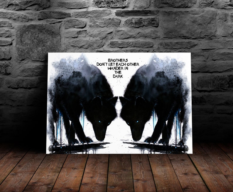 Watercolor Poster Print Blood Brothers Print Wolf Wolf Brothers Wolves Brothers Friends Saying