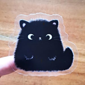 Kawaii Katzen Sticker, Kater Moo Aufkleber, 6 x 6 cm,  Tiny Tami, mit transprantem Rand
