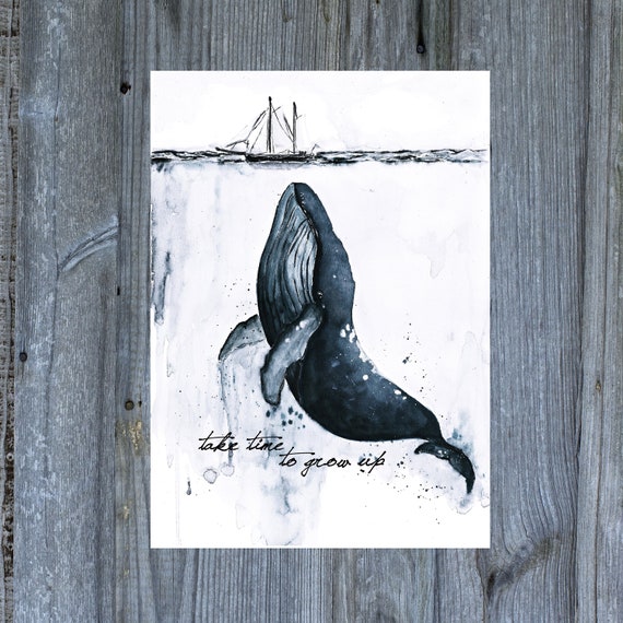 Whale Postcard-Thank You-Watercolor-Greeting Card-Hand Painted-Buckwal Art-Art Card