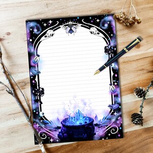 A4 PAGAN POTIONS  Briefpapier liniert, 20 Blätter im Set, beidseitig bedruckt, Gothic Witchcraft