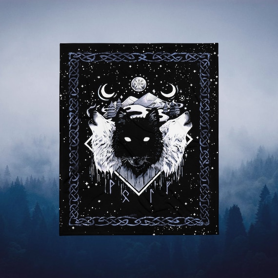 Viking Wolves Fenrir Skall and Hati Cuddly Blanket Viking Bedspread Etsy Canada