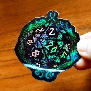 W20 Rollenspielwürfel Holo Sticker, Hologramm Aufkleber, Pen and Paper, Dungeons and Dragons