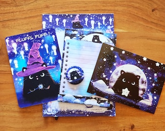 Magic Moo Cats Notepad Set, Postcards and Magnet, Magic School