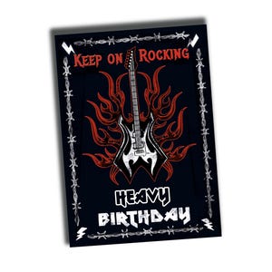 Blijf rocken Heavy Metal verjaardagskaart met gitaar voor metalheads en rockers, Heavy Birthday