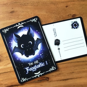 Samtig weiche Fledermaus Postkarte, You are Fangtastic, Gothic Grußkarte