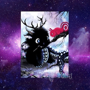 Kawaii Viking Drache, Nidhöggr Wikinger Sticker, mit Ratatöskr, Aufkleber, 5 cm, witterungsbeständig, glänzend, Tiny Tami