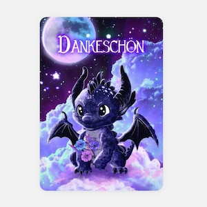 Carte postale de remerciement dragon doux et velouté, fête des mères, fête des pères, dites merci