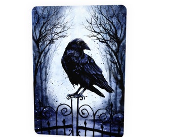 Dead Inside Crows Postcard, Watercolor Gothic Raven, Witchcraft, velvety soft greeting card