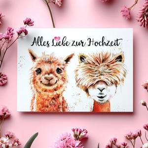 Biglietto di auguri per matrimonio con alpaca | Divertente biglietto di auguri per matrimonio con lama | Biglietto pieghevole con busta opzionale