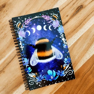 Notebook Bumblebee A5, lined, spiral bound, Gothic bee, stag beetle, notepad